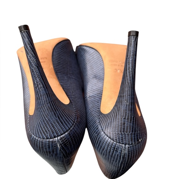 Club Monaco Vero Cuoio blue heels 36 1/2 - Picture 6 of 8